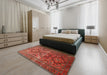 Machine Washable Traditional Orange Rug in a Bedroom, wshtr1607