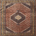 Square Traditional Orange Salmon Pink Medallion Rug, tr1608