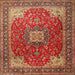 Square Traditional Brown Medallion Rug, tr1609