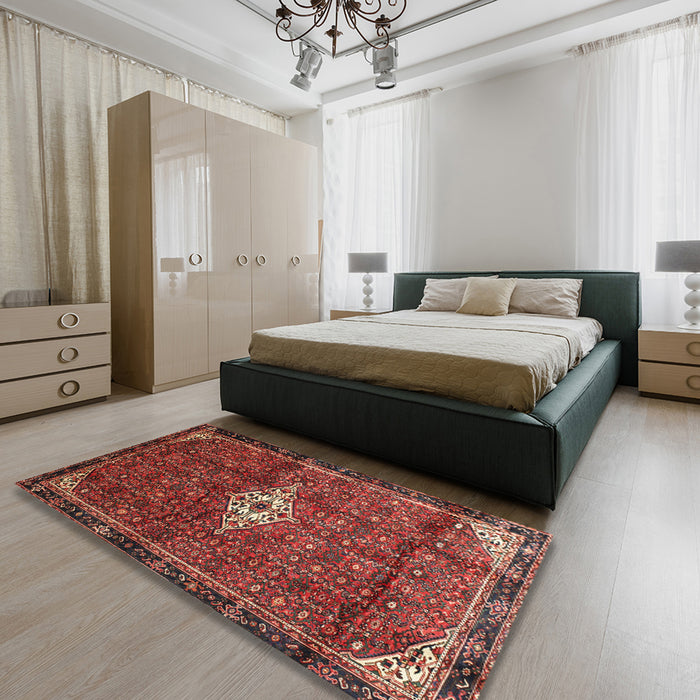 Traditional Red Persian Rug in a Bedroom, tr160