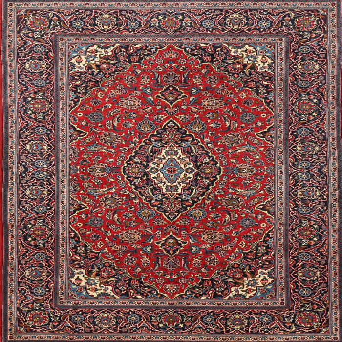 Square Traditional Saffron Red Medallion Rug, tr1611