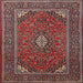 Square Traditional Saffron Red Medallion Rug, tr1611