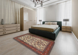 Traditional Camel Brown Persian Rug in a Bedroom, tr1612