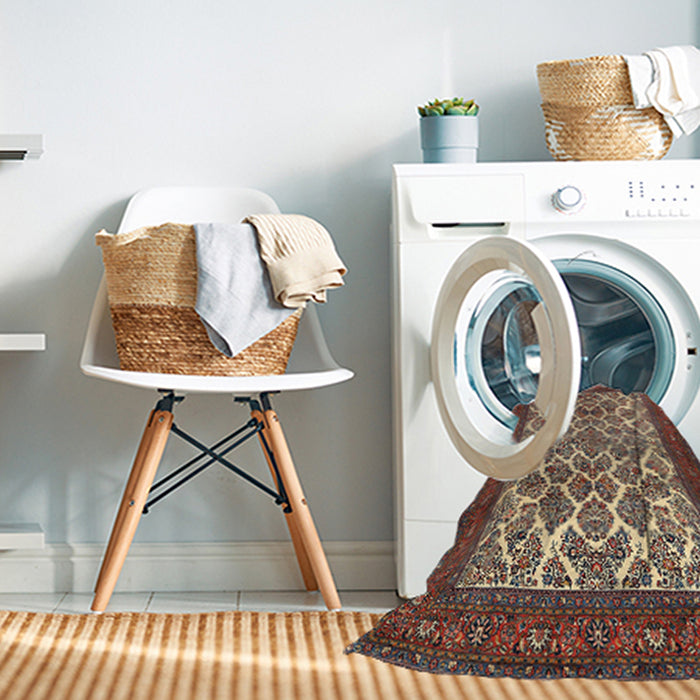 Machine Washable Traditional Camel Brown Rug in a Washing Machine, wshtr1612