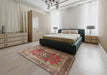 Machine Washable Traditional Brown Red Rug in a Bedroom, wshtr1613