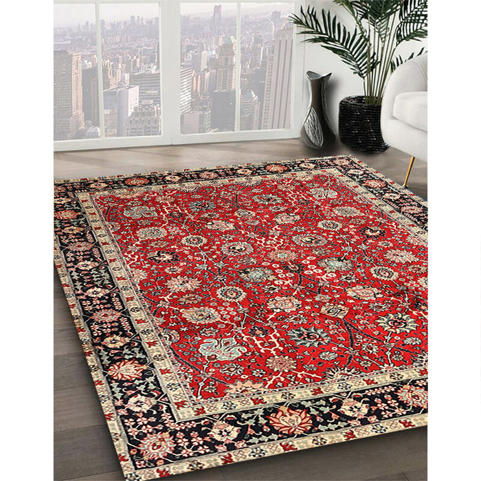 Traditional Camel Brown Persian Rug in Family Room, tr1614