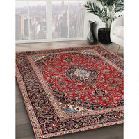 Traditional Saffron Red Medallion Rug, tr1615