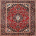 Square Traditional Saffron Red Medallion Rug, tr1615