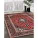 Traditional Saffron Red Medallion Rug in Family Room, tr1615