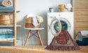 Machine Washable Traditional Saffron Red Rug in a Washing Machine, wshtr1615