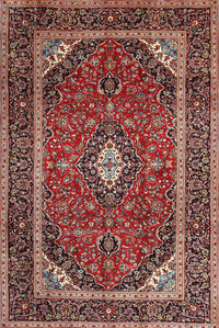 Machine Washable Traditional Saffron Red Rug, wshtr1615