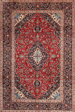 Machine Washable Traditional Saffron Red Rug, wshtr1615