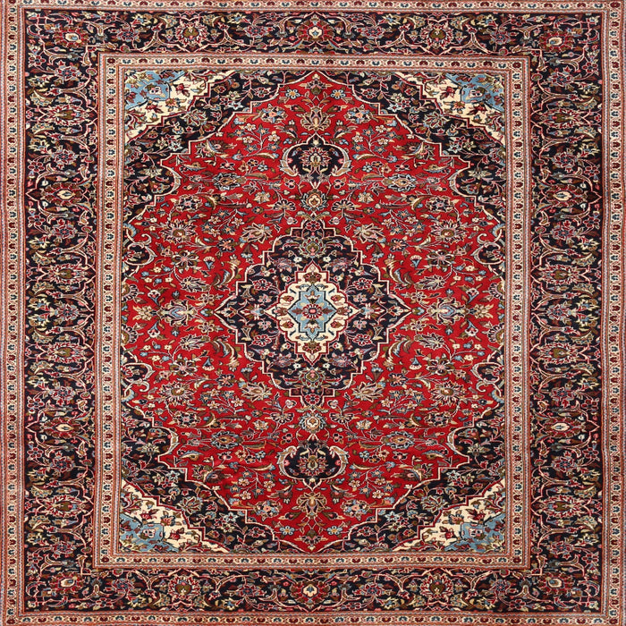 Round Machine Washable Traditional Saffron Red Rug, wshtr1615