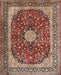 Machine Washable Traditional Vermilion Red Rug, wshtr1617