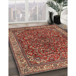 Machine Washable Traditional Tomato Red Rug in a Family Room, wshtr1618
