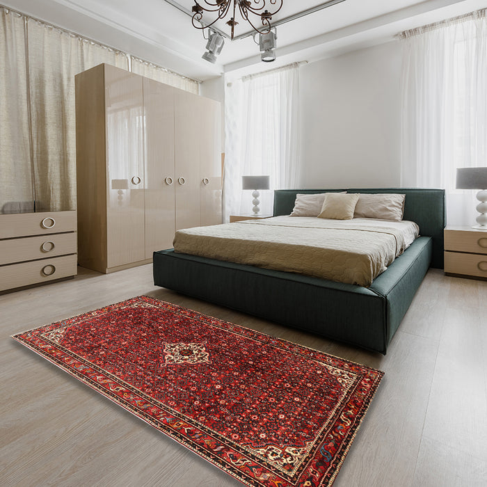Traditional Sienna Brown Persian Rug in a Bedroom, tr1619