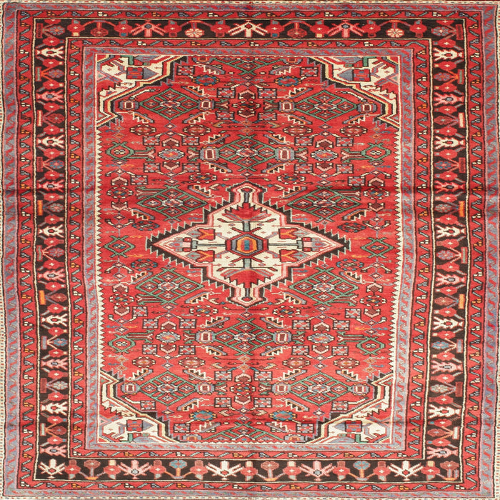 Square Traditional Light Copper Gold Persian Rug, tr161