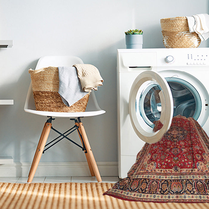 Machine Washable Traditional Tomato Red Rug in a Washing Machine, wshtr1621