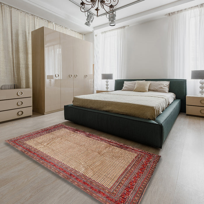 Machine Washable Traditional Fire Brick Red Rug in a Bedroom, wshtr1622