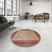 Round Machine Washable Traditional Fire Brick Red Rug in a Office, wshtr1622