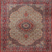 Square Traditional Saffron Red Medallion Rug, tr1625