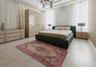 Traditional Saffron Red Medallion Rug in a Bedroom, tr1625