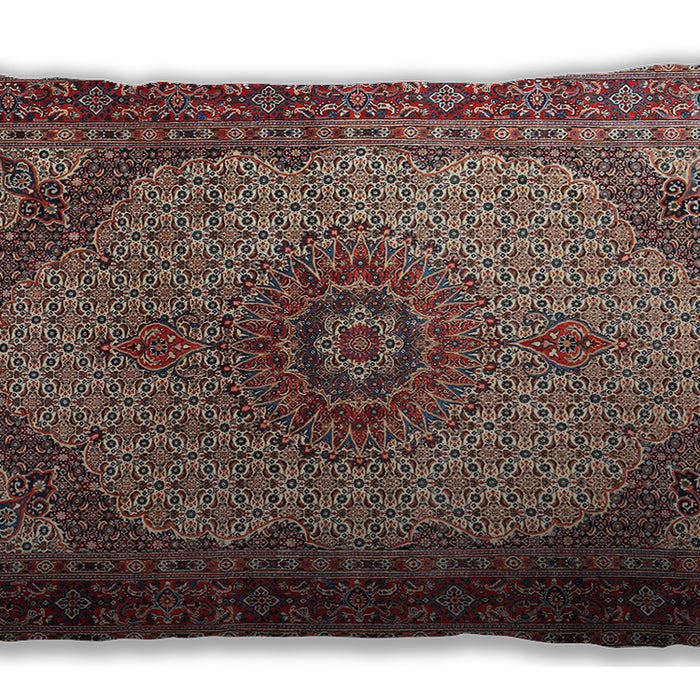 Traditional Classic Rectangular Saffron Red Lumbar Throw Pillow, 13 inch by 19 inch, lbtr1625