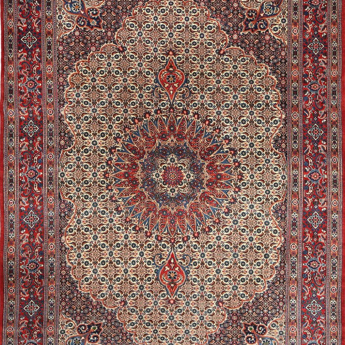 Traditional Saffron Red Medallion Rug, tr1625
