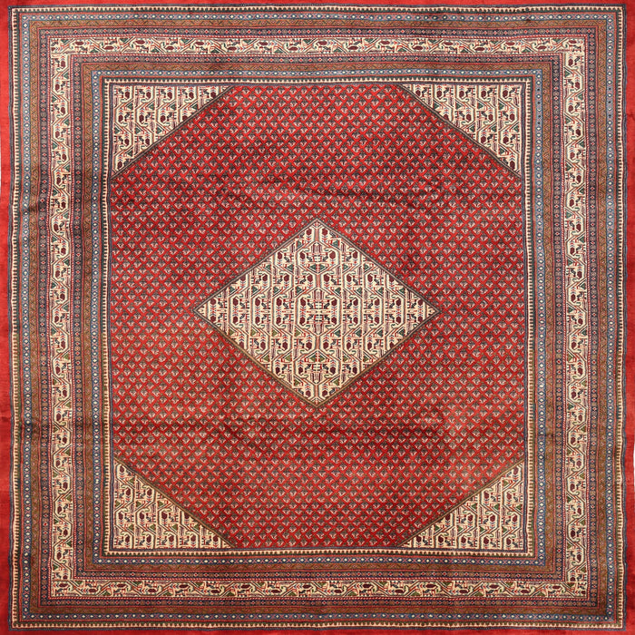 Square Traditional Orange Salmon Pink Medallion Rug, tr1626