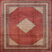 Square Traditional Orange Salmon Pink Medallion Rug, tr1626