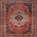 Square Traditional Dark Almond Brown Medallion Rug, tr1627