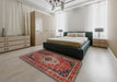 Traditional Dark Almond Brown Medallion Rug in a Bedroom, tr1627