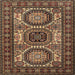 Round Machine Washable Traditional Bakers Brown Rug, wshtr1629