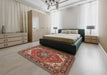 Machine Washable Traditional Saffron Red Rug in a Bedroom, wshtr1630