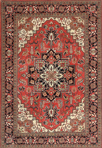 Machine Washable Traditional Saffron Red Rug, wshtr1630