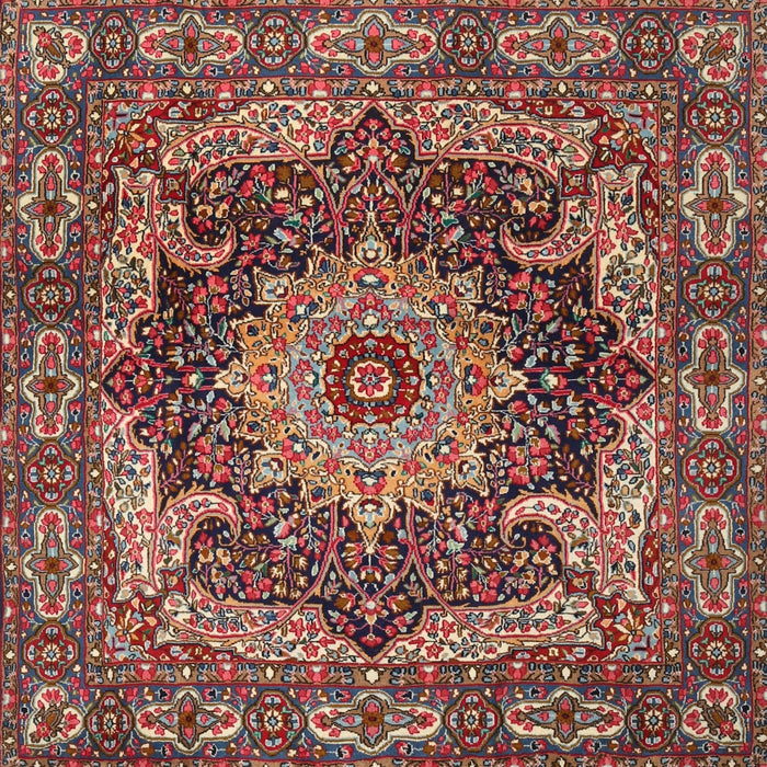 Square Traditional Saffron Red Persian Rug, tr1631