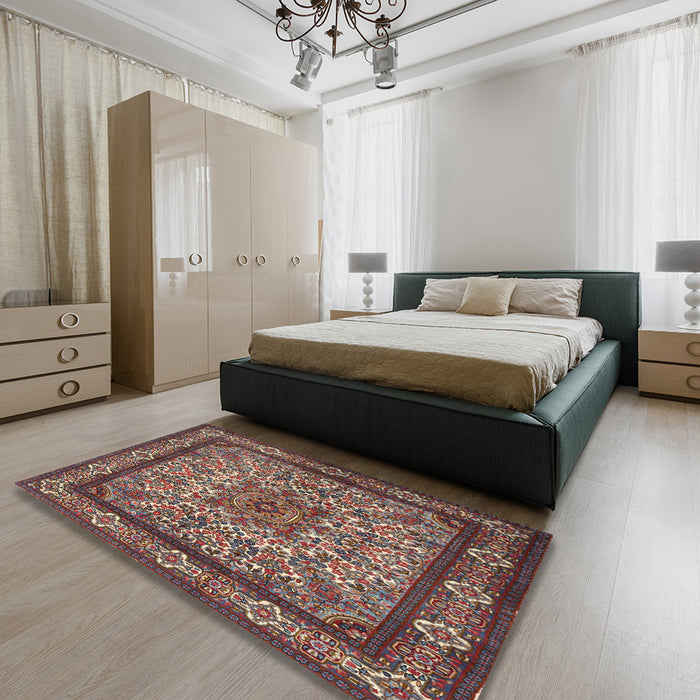 Traditional Saffron Red Persian Rug in a Bedroom, tr1632