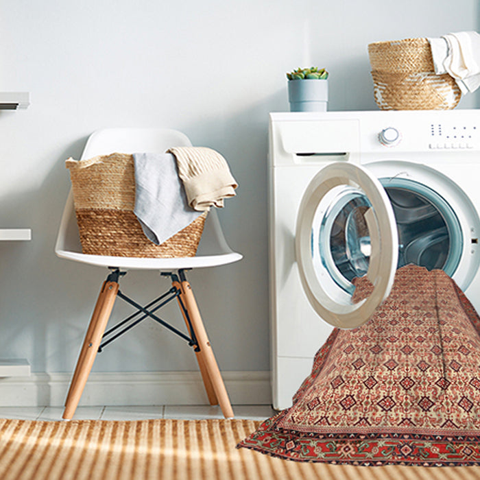 Machine Washable Traditional Red Rug in a Washing Machine, wshtr1635