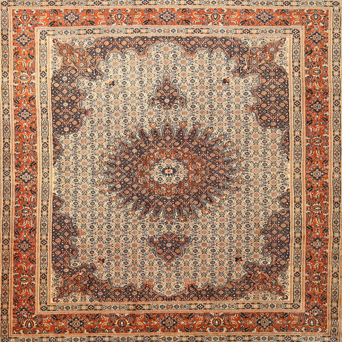 Square Traditional Dark Sienna Brown Medallion Rug, tr1637