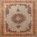 Square Traditional Dark Sienna Brown Medallion Rug, tr1637