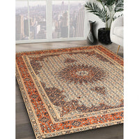 Traditional Dark Sienna Brown Medallion Rug, tr1637