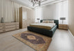 Traditional Bakers Brown Medallion Rug in a Bedroom, tr1639