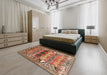 Traditional Sand Brown Persian Rug in a Bedroom, tr163