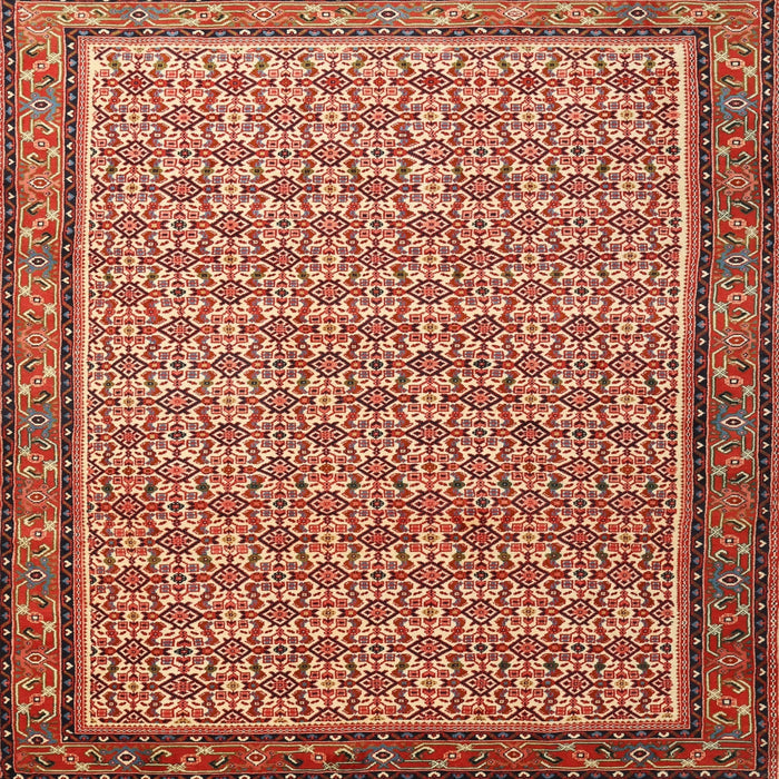 Round Machine Washable Traditional Sandy Brown Rug, wshtr1642