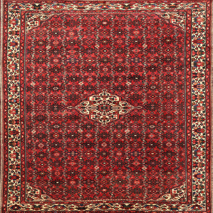 Round Machine Washable Traditional Tomato Red Rug, wshtr1643