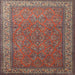 Round Machine Washable Traditional Dark Almond Brown Rug, wshtr1646