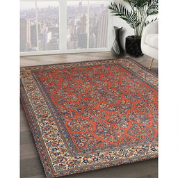 Traditional Dark Almond Brown Persian Rug in Family Room, tr1646