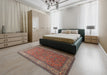Traditional Dark Almond Brown Persian Rug in a Bedroom, tr1646