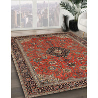 Traditional Saffron Red Medallion Rug, tr1647