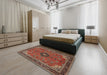 Traditional Saffron Red Medallion Rug in a Bedroom, tr1647